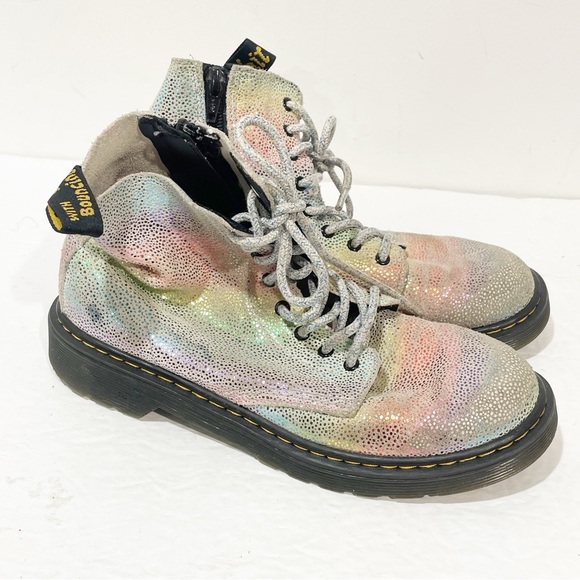 Dr Martens 1460 Ladies Size 6 Pascal Boots Rainbow Glitter Leather Laces Zip - Picture 3 of 7
